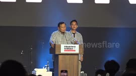 Prabowo Subianto claims victory in Indonesia's presidential election in Jakarta, Indonesia