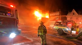 Commercial Building fire with Collapse Moser Sanitation, Mount Carmel, Pennsylvania