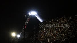 Fire fighters tackle Sheerness Docks recycling fire in Kent, UK