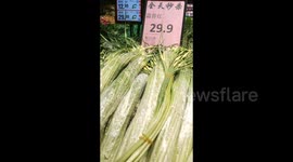 High prices of vegetables on sale during the Spring Festival holiday in Yichang, China