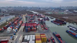 New Port Container Terminal on the Beijing-Hangzhou Grand Canal in Huaian, China