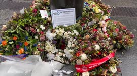 Flowers left in memory of Hilton Bombing terrorist attack 46 years ago in Sydney, Australia