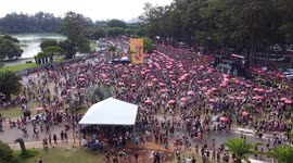 Aeial view on Block Party during Carnival festivities in Sao Paulo, Brazil