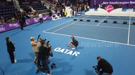 Chasing the tennis  star in Qatar: Photographers spotlight on World No.1 Iga Natalia Świątek, the polish girl, after winning her third successive title in Qatar