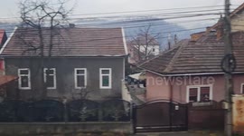Train ride through the city of Petrosani, Romania