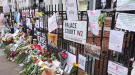 Russian embassy in London covered in floral tributes for Alexei Navalny