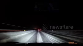 Van driver loses control in icy conditions -  turning a perfect 360 degrees before carrying on their journey