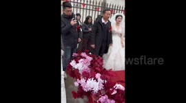 Woman stole spotlight at sister's wedding - when she fell in a pool while taking photos