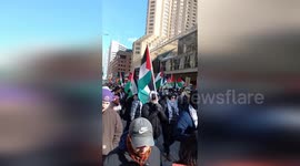Crowds at Pro-Palestinian Protest in Toronto, Canada Amid Gaza Crisis
