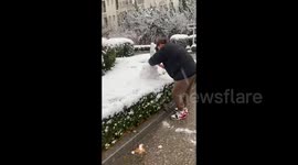 Joyful Snowball Fight at Shandong University Captured in Yantai, China