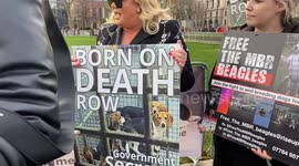 Reality TV star Gemma Collins and pop duo Jedward join protest against animal testing outside Parliament