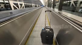 suitcase on conveyor belt in 4k timelapse of Phoenix Arozina International Airport USA at AmericanAirlines Scottsdale