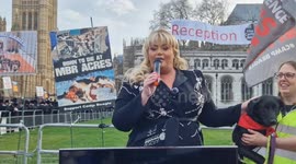 Shut down MBR!: Gemma Collins joins other campaigners ahead of Parliamentary debate discussing the ending of animal toxicity tests