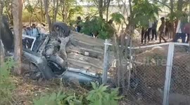 A person has died and 4 others injured when a speeding car lost control and fell off the outer Ring road south India