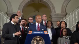 Mayor Adams announcement on lawsuit against social media companies in New York, NY, USA
