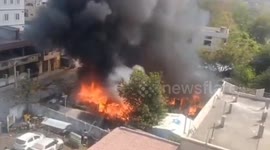 Several LPG cylinders explodes, after a major fire broke out in huts in South India ,No casualty