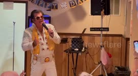 Elvis Presley Impersonator sings “Hound Dog” at birthday party