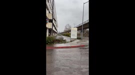 Parking Garage flooded in Southern California storm lower levels gone!