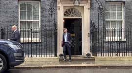 Happy PM: Rishi Sunak leaves 10 Downing Street hand in pocket ahead of PMQs
