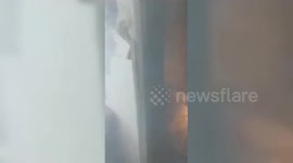 Fire and destruction inside Gaza's Al Amal Hospital following Israeli strikes