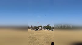 Group's camping trip ruined as strong winds blow their tent off the ground