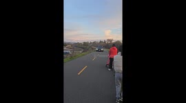 Car Speeds Down Pedestrian Trail