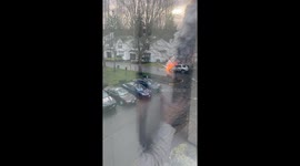 Car on fire at Redmond WA downtown. The video includes an explosion. No human injuries accrued.