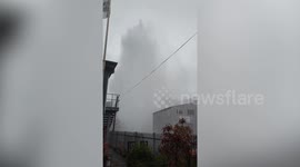 Large swathes of water shoots 100ft into the air after pipe bursts