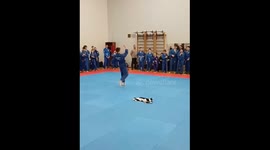 Cat serenity amidst Vietnamese martial arts competition in Vitebsk