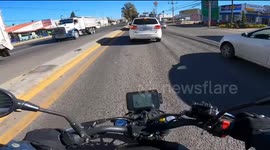 Motorcyclist hit by tank truck in Mexico City: bike completely destroyed