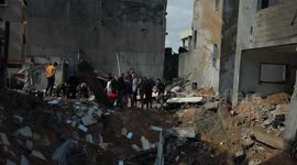 Aftermath of the violent bombing in the city of Rafah, Palestine