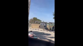 Gust of wind blows over pagoda on school sports field