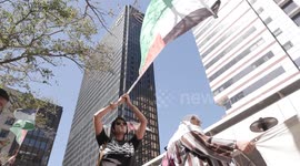 Pro Palestinian protesters gather outside British consulate in Cape Town