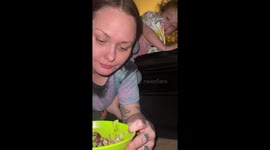 Mom's failed escape: mealtime interrupted
