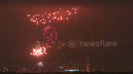 Fireworks mark Defender of Motherland's Day in Russia, St Petersburg, 2024