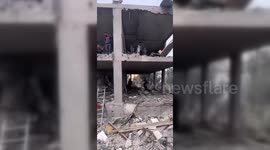 Massive destruction caused by Israeli airstrike in Az Zawayda, Gaza