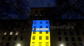 Westminster buildings lit-up in blue and gold for Ukraine on second anniversary of Russian invasion