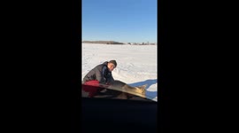 Petting wild deer goes wrong for this Russian man