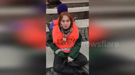 Protesters block road in defiance Against government cuts in Paris, France