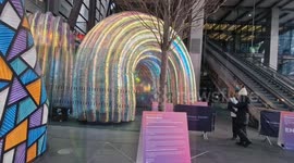Giant beautiful iridescent rainbow installation appears in City of London