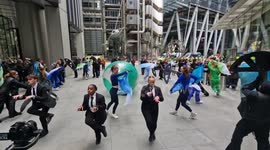 Mothers Rise Up activists dance for climate outside Lloyd's of London