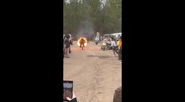 Daring Guy on his mini-bike jumps into lake while on fire *Incredible Stunt*