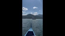 Sunken church emerges as lake level falls in the Philippines