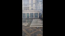 Protesting farmers driving tractors met with police roadblock in Brussels