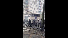 Protesting farmers driving tractors met with police roadblock in Brussels