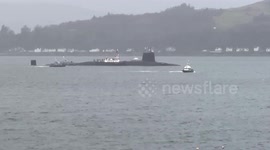 UK submarine returning from deployment on Loch Long in Argyll Scotland