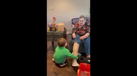 Startled boy pulls off grandmother's prosthetic leg
