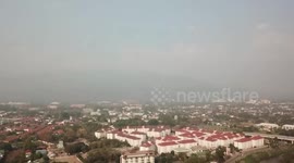 Drone footage shows agricultural burning smog blanketing northern Thailand