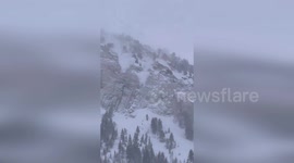 Intense avalanche in Cottonwood Canyons, Utah, USA