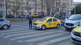 Taxi drivers protest against ride-sharing in Bucharest, Romania